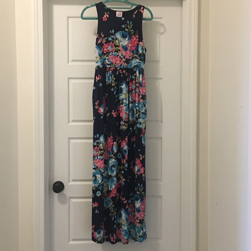Navy Floral Maxi Dress